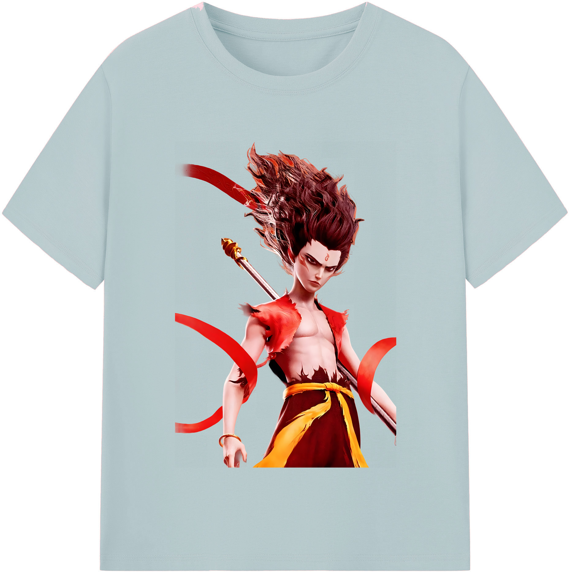 （画像用） Ne Zha 2 ナタ 魔童の大暴れ 綿100％半袖Tシャツ（フロントプリント）